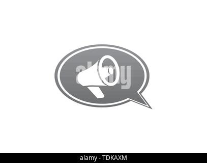 Megaphone and Loudspeaker amplifier logo design illustration vector on white background  in a chat icon Stock Vector