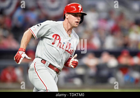 Atlanta, Georgia, USA. 02nd Aug, 2019. Atlanta Braves outfielder Austin  Riley rounds third base after hitting a home run during the fifth inning of  a MLB game against the Cincinnati Reds at