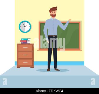male teacher in school classroom Stock Vector
