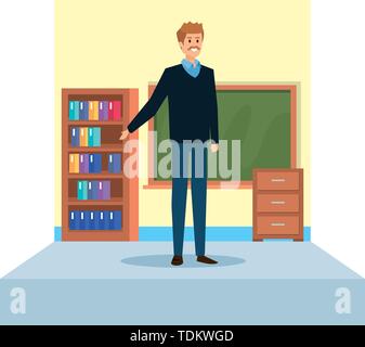 male teacher in school classroom Stock Vector