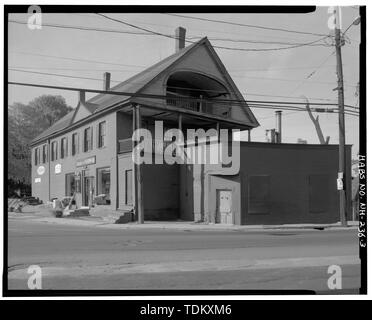 Oblique view of north and east elevations, looking southwest - Clement and Rossiter Store, 1346 Union Street, Claremont, Sullivan County, NH Stock Photo