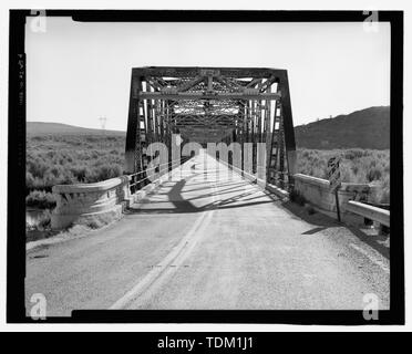 Overall view of Gillespie Dam Bridge and Old US 80 Highway, view to west - Gillespie Dam Bridge, Spanning Gila River on Old US 80 Highway, south of Gillespie Dam, Arlington, Maricopa County, AZ Stock Photo