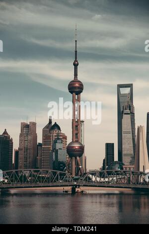 . SHANGHAI,CHINA - JUN 1: City view with Oriental Pear tower on June 1,2013 in Shanghai Shanghai is the largest city by population in the world of mo Stock Photo