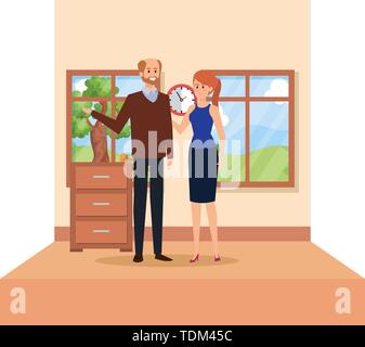 teachers couple in school classroom Stock Vector