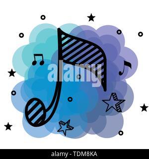 quaver musical notes rhythm with star Stock Vector