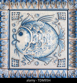 TAORMINA, ITALY - APRIL 9, 2018: The detail of Sicilian ceramic designed by G. Camagioni . Stock Photo