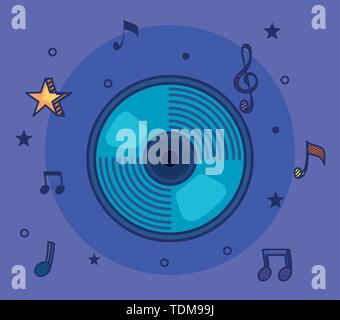 cd with treble clef and quaver with beam notes Stock Vector