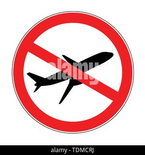 plane aviation prohibited warning sign icon vector illustration EPS10 Stock Vector