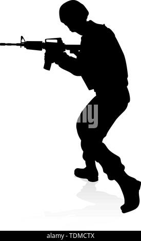 Silhouette Soldier Stock Vector