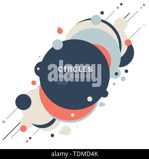 Abstract geometric blue, orange, circles shapes pattern design with diagonal lines on white background. You can use for modern, cover, template, decor Stock Vector