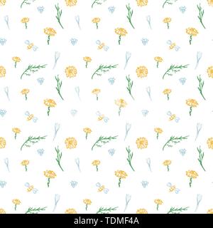 Seamless pattern with flowers, leaves, branches. Vector colorful endless floral background. The elegant illustration for fashion prints, fabric, scrap Stock Vector