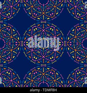 Ethnic seamless pattern with tribal ornaments. Boho geometrical pattern. Bright colors. Vector line background. Stock Vector