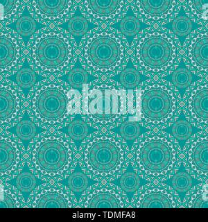 Ethnic seamless pattern with tribal ornaments. Boho geometrical pattern. Turquoise. Vector line background. Stock Vector