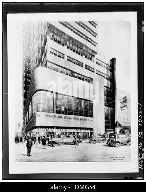 PHOTOCOPY OF RENDERING OF PSFS BUILDING BY D.E. SUTTON. Date possibly 1929 or 1930, when construction started. - Philadelphia Saving Fund Society, Twelfth and Market Streets, Philadelphia, Philadelphia County, PA Stock Photo