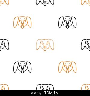 Seamless pattern for textiles with cute puppies on a white background. Vector illustration in line style Stock Vector