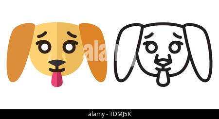 Set of icons - logos in linear and flat style The head of a cute puppy. Vector illustration Stock Vector