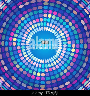 Color dots form rotating radial abstract background Stock Photo