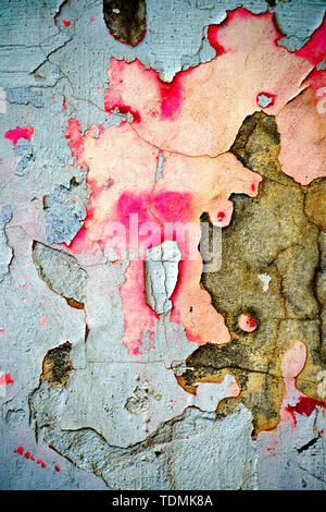Pink and blue peeling plaster Abstract background Stock Photo