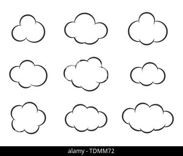 Sky clouds vector silhouette. Cloud icon set. Stock Vector