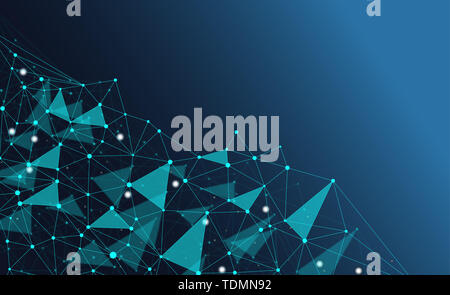 Interconnected dot wire material with a sense of technology. Big data concept background. Stock Photo
