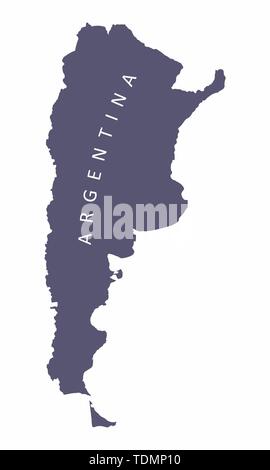 Argentina silhouette map isolated on white background Stock Vector