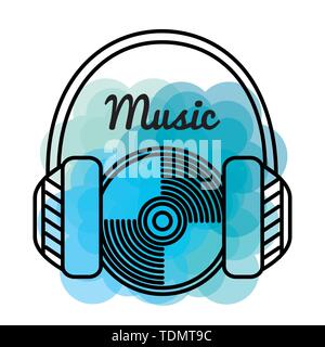headphones and play cd and rhythm melody Stock Vector