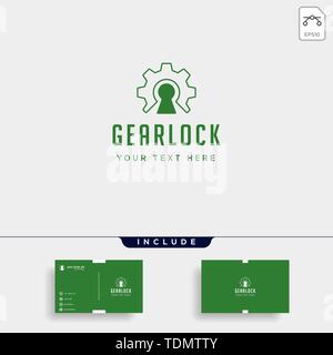 gear lock logo design protect industry vector icon Stock Vector