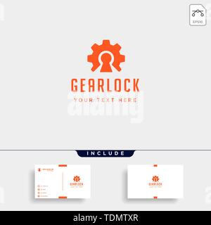 gear lock logo design protect industry vector icon Stock Vector