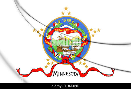 3D Flag of Minnesota (1893-1957), USA. 3D Illustration.