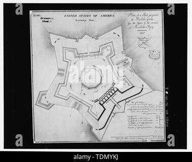 PLAN OF FORT MORGAN, dated 1817 - Fort Morgan, Gulf Shores, Baldwin County, AL Stock Photo