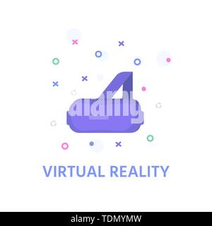 Virtual reality concept for design. Icon of goggle headset,  vr interface, learning and interacting with imaginary or virtual world. Vector VR glasses Stock Vector