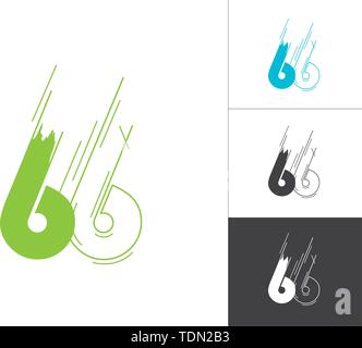 Initial Number 66 Logotype Line Sketch Concept in Vector. Modern Style Number Logo Designs Elements in Blue and Green Color. Number 66 Inside This Des Stock Vector