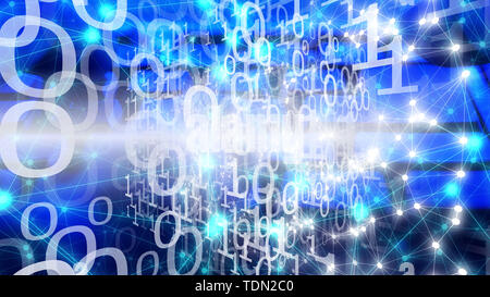 Bank cyber attack, connected dots and random numbers Stock Photo