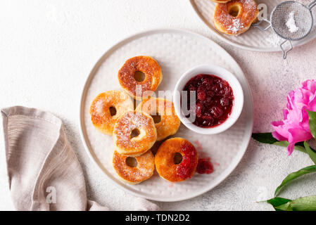 Homemade donuts with rose jam Stock Photo