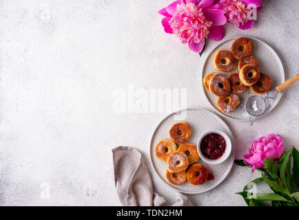 Homemade donuts with rose jam Stock Photo