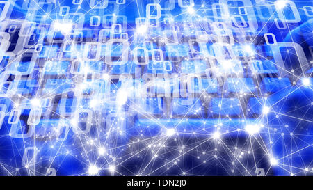 Cyber security threat, artificial intelligence cyber numbers Stock Photo