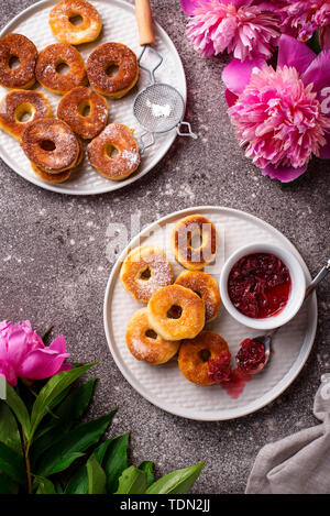 Homemade donuts with rose jam Stock Photo