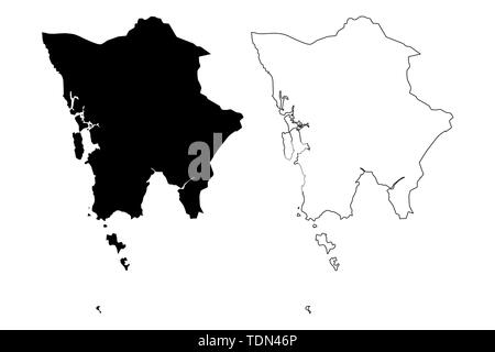 Koh Kong Province (Kingdom of Cambodia, Kampuchea, Provinces of Cambodia) map vector illustration, scribble sketch Patchanta Khiri Khet map Stock Vector