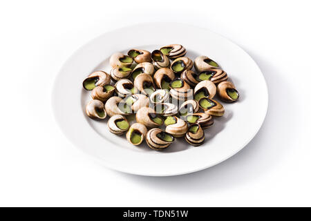 Escargots de Bourgogne isolated on white background Stock Photo