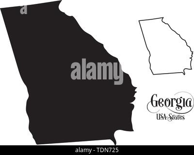 Map of The United States of America (USA) State of Georgia - Illustration on White Background. Stock Vector