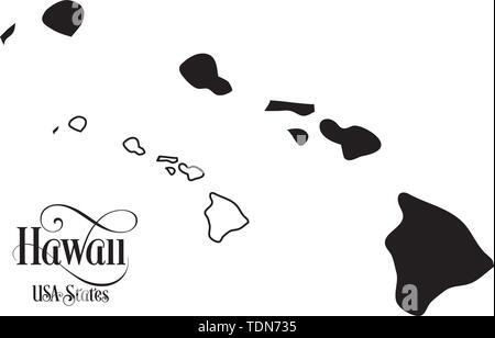 Map of The United States of America (USA) State of Hawaii - Illustration on White Background. Stock Vector