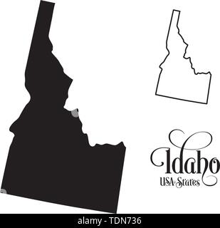 Map of The United States of America (USA) State of Idaho - Illustration on White Background. Stock Vector
