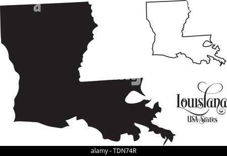 Map of The United States of America (USA) State of Louisiana - Illustration on White Background. Stock Vector