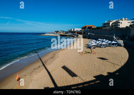 Empty Sao Joao do Estoril beach, 25km west of Lisbon, Portugal. Stock Photo