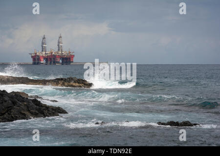 Offshore platform, industrial harbour, Tenerife, Canary Islands, Atlantic, El Medano, Spain Stock Photo
