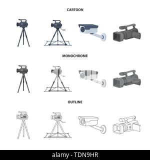 Vector illustration of camcorder and camera logo. Collection of camcorder and dashboard vector icon for stock. Stock Vector