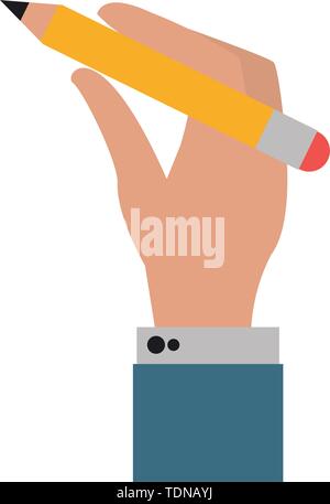 Businessman hand holding pencil cartoon in black and white Stock Vector ...