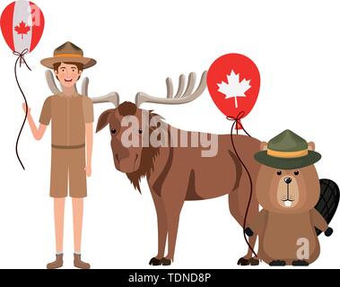 Beaver and moose animal of canada design Stock Vector