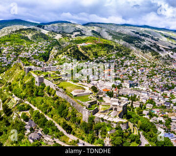 Aerial view of Gjirokaster Fortress in Albania Stock Photo