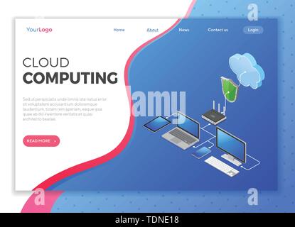 Cloud Computing Technology Isometric Stock Vector